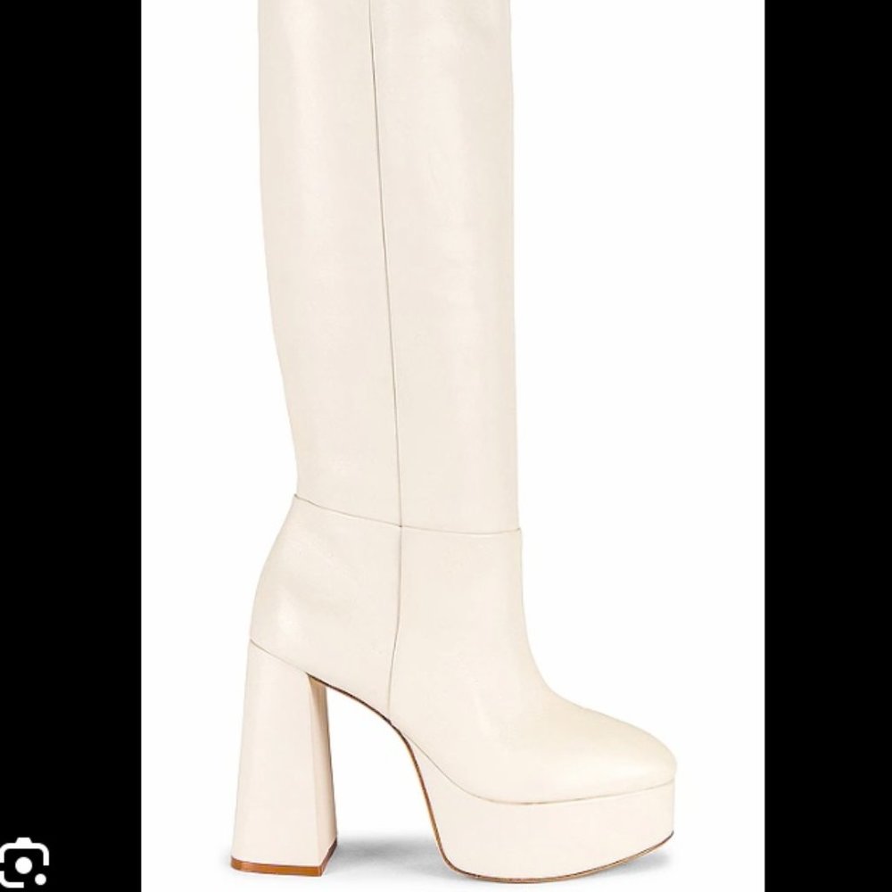 Larroude Biba Knee High Boots in Ivory